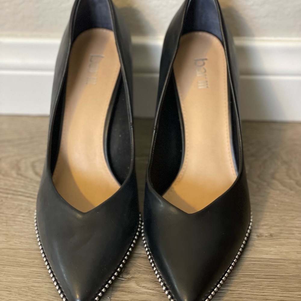Bar III Black Heels with Silver Detailing